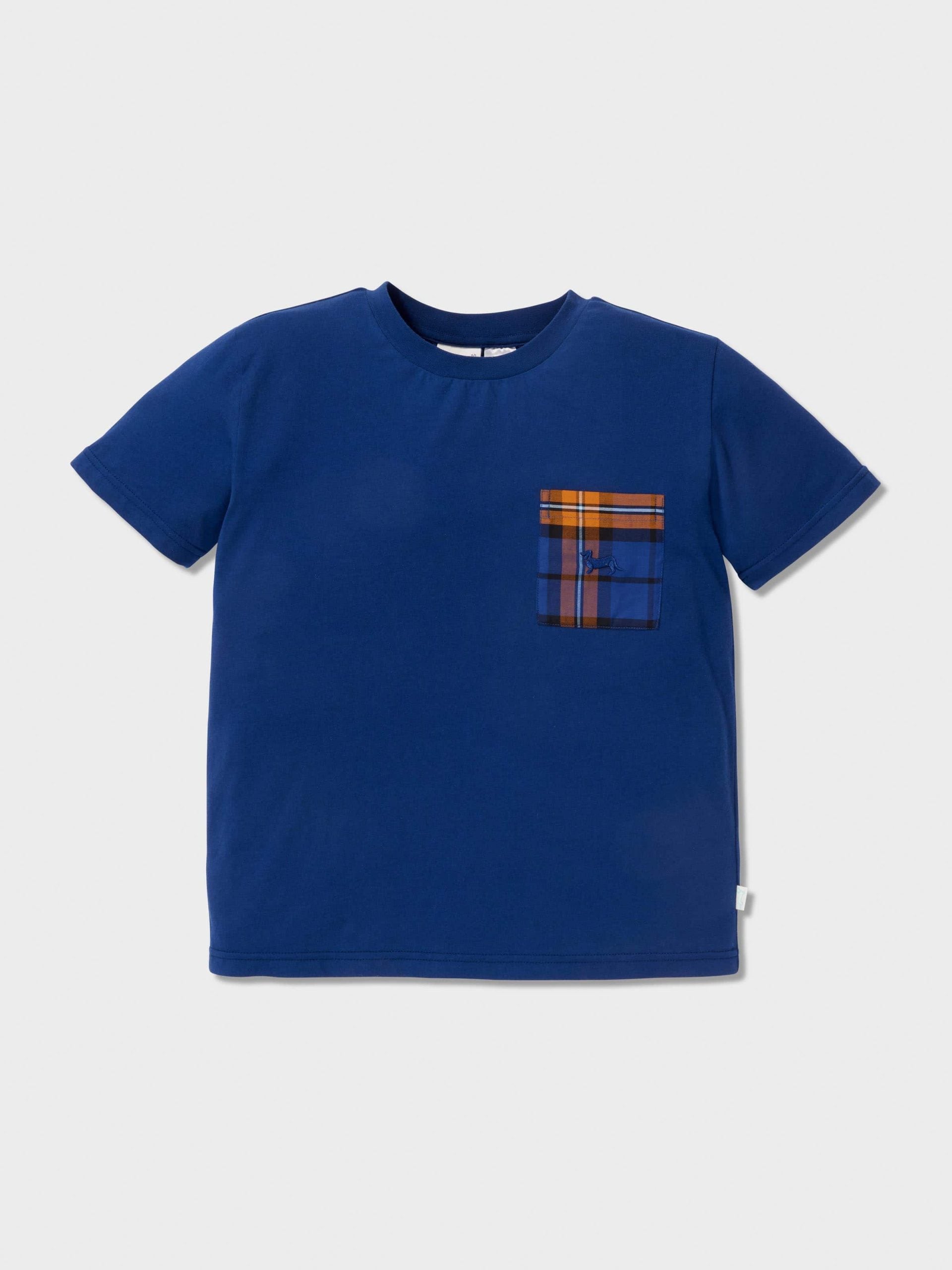 Boys Navy Check Shortie Pj Set navy