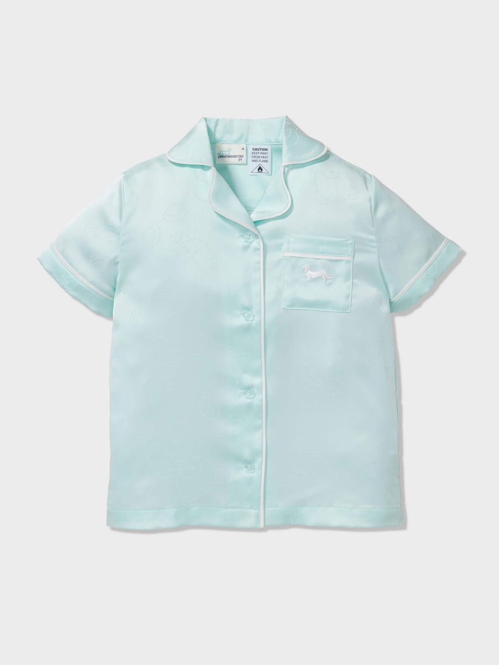 Jnr Girls Teddy Bear Satin Classic Shortie Pj Set mint