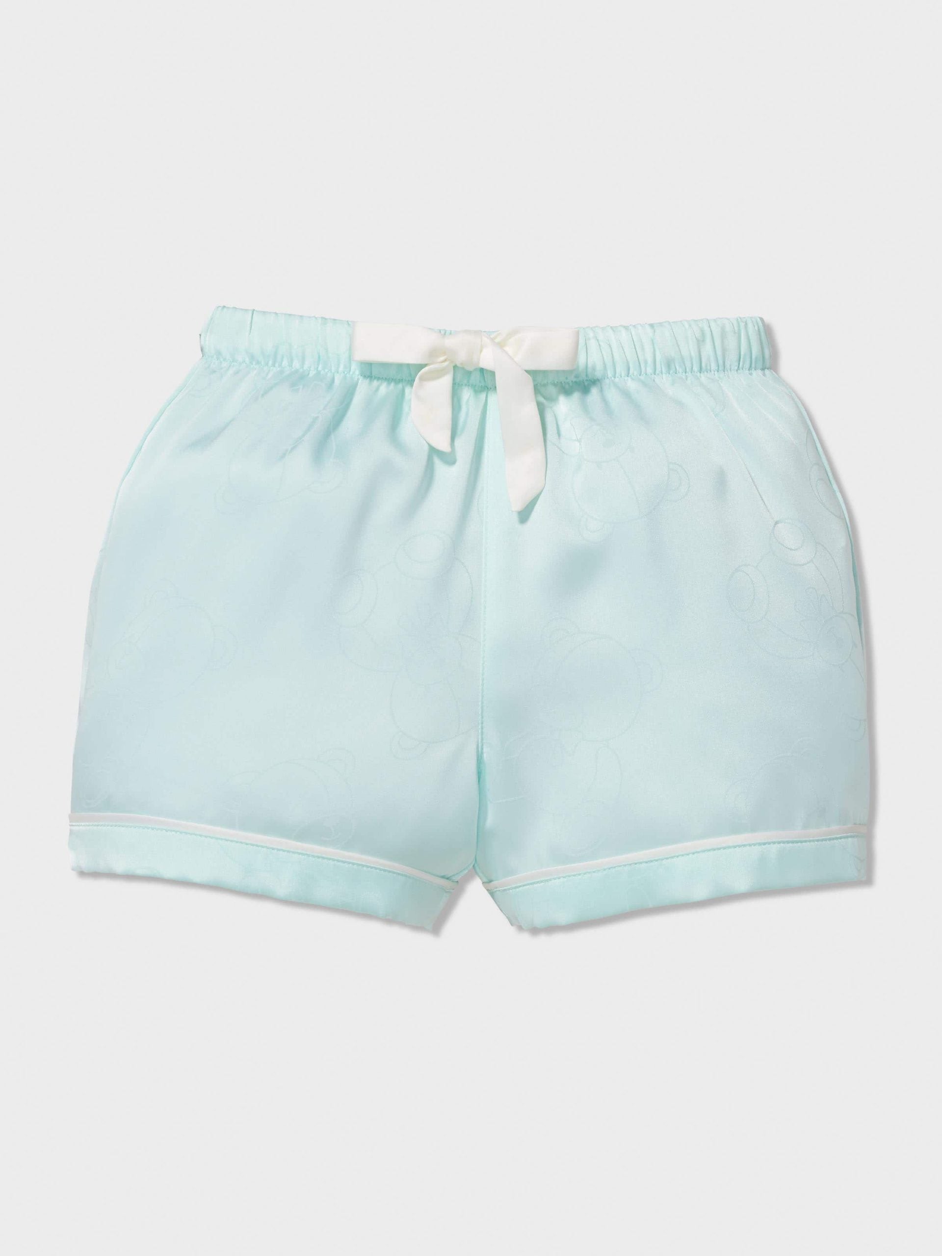 Jnr Girls Teddy Bear Satin Classic Shortie Pj Set mint