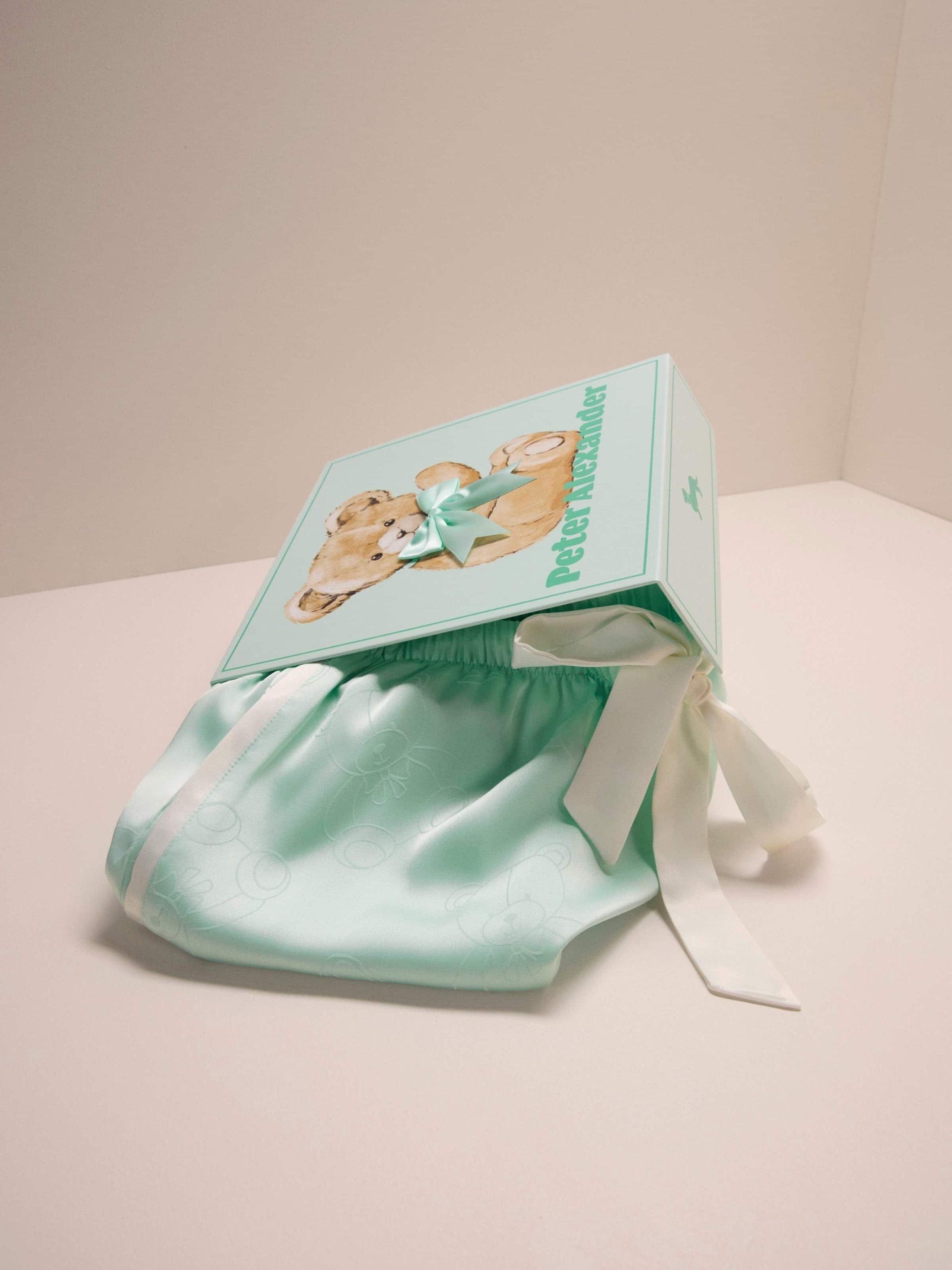 Jnr Girls Teddy Bear Satin Classic Shortie Pj Set mint