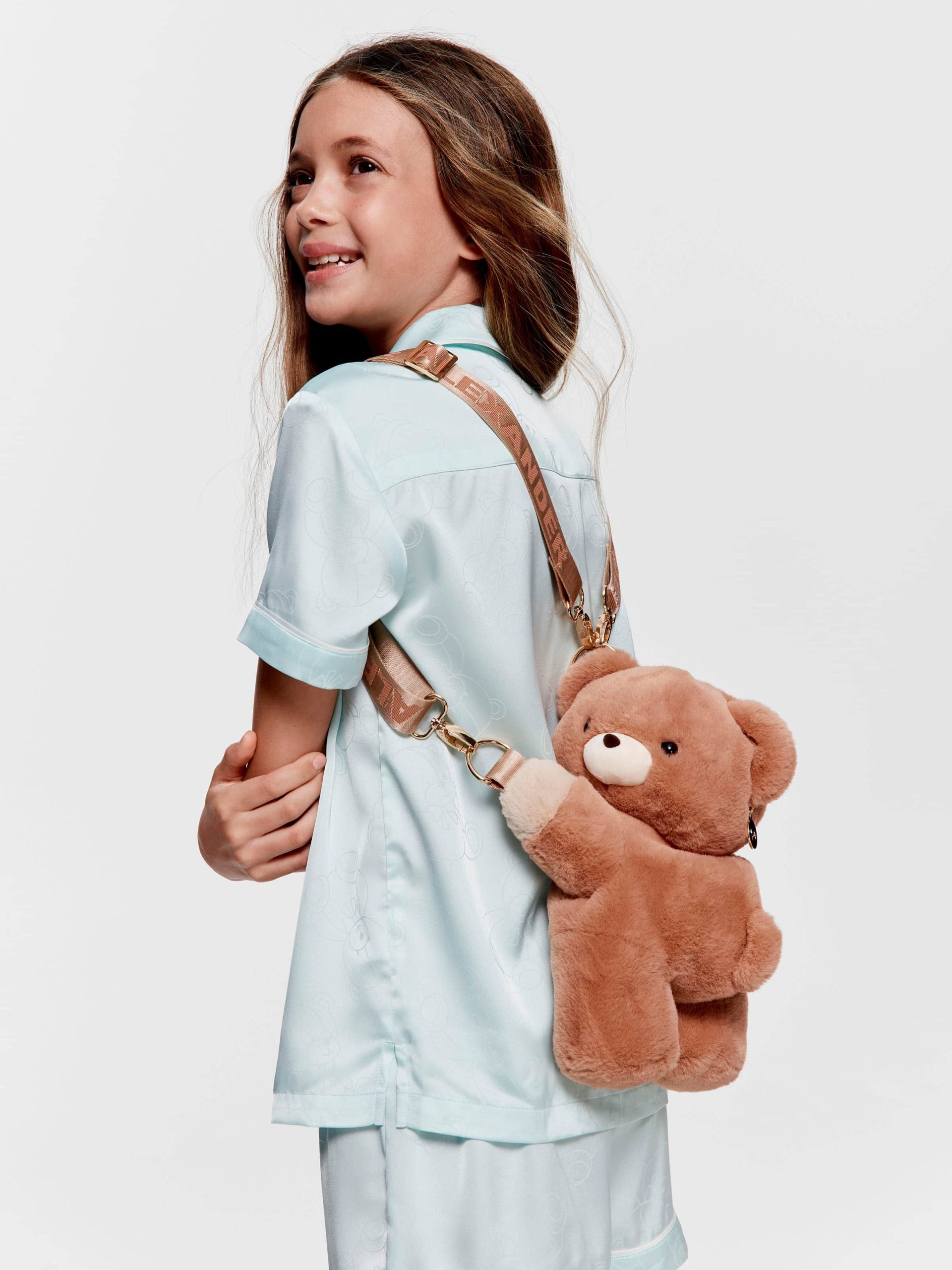 Girls Teddy Bear Satin Classic Shortie Pj Set mint