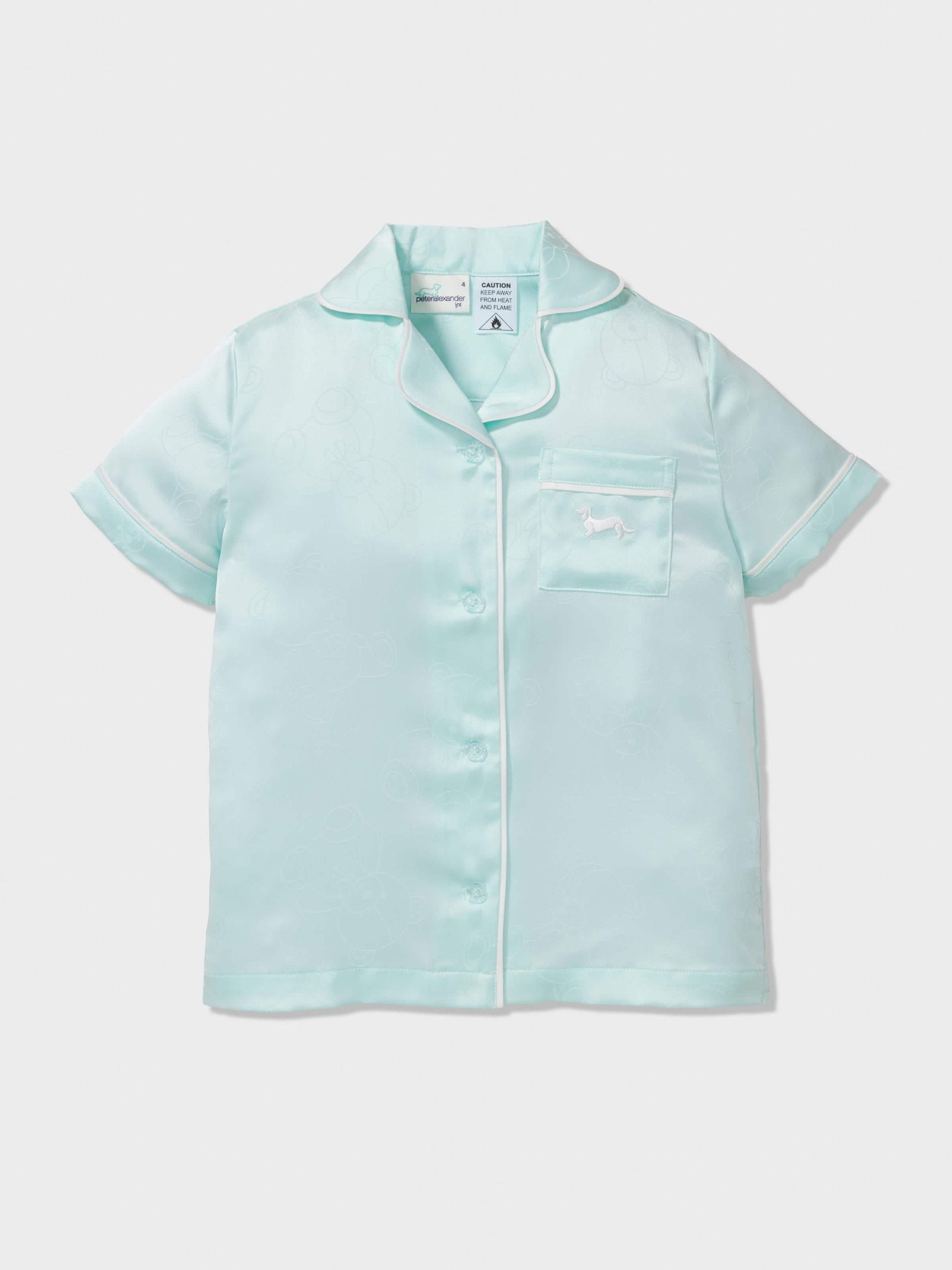 Girls Teddy Bear Satin Classic Shortie Pj Set mint