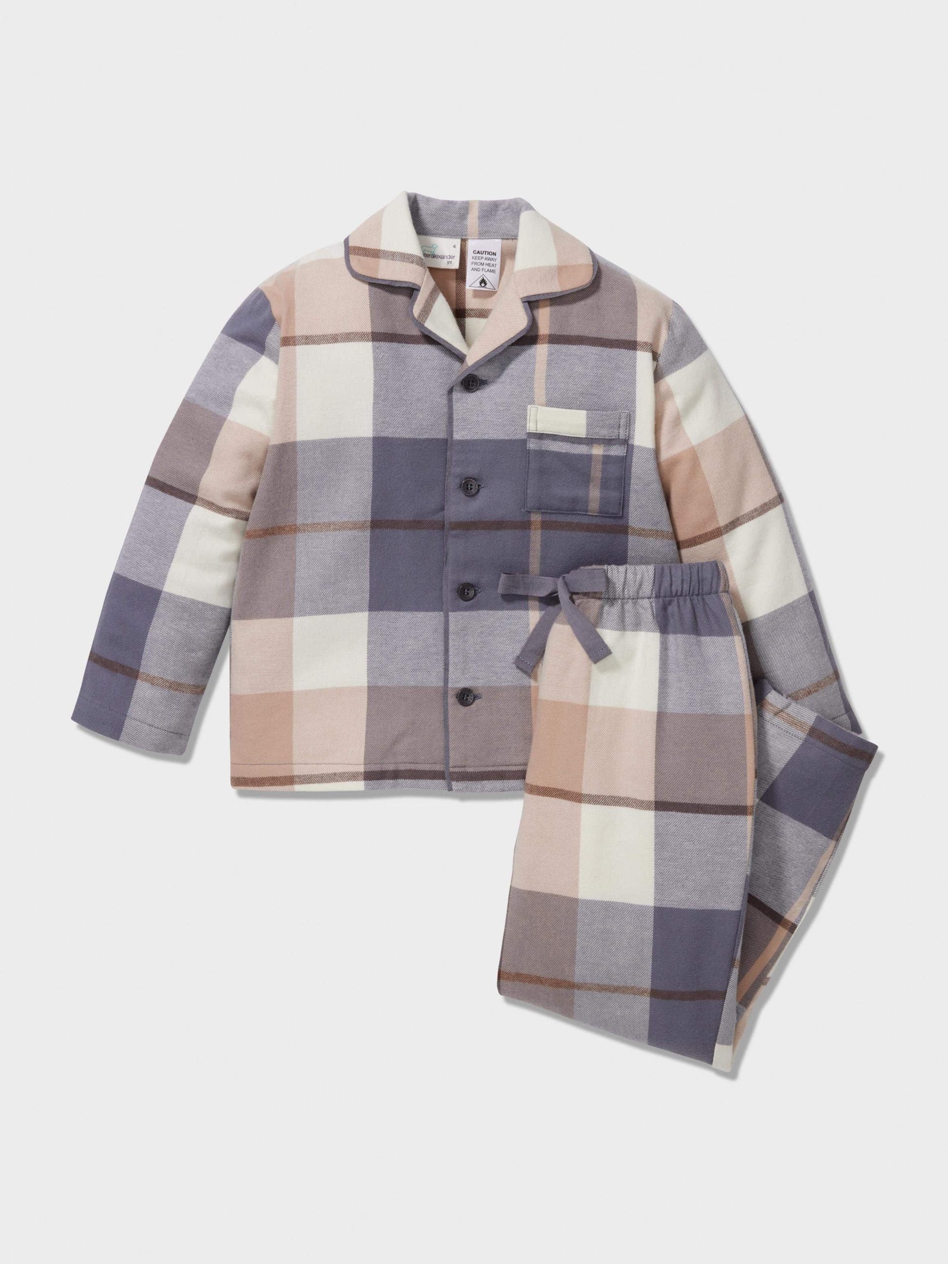 Jnr Boys Charcoal Check Classic Long Pj Set multi