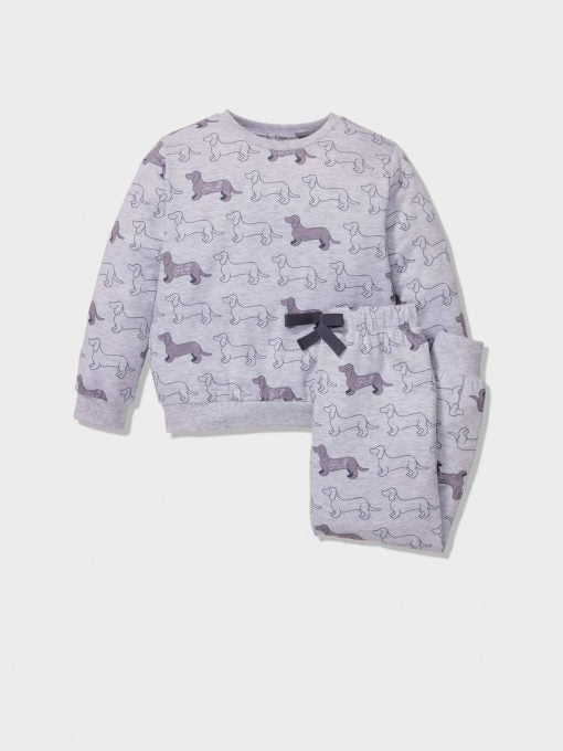 Jnr Boys Penny Print Long Pj Set greymarle