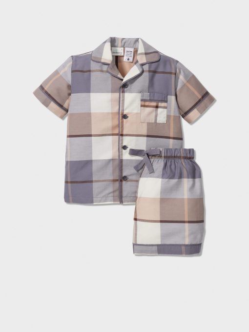 Jnr Boys Charcoal Check Classic Short Pj Set multi