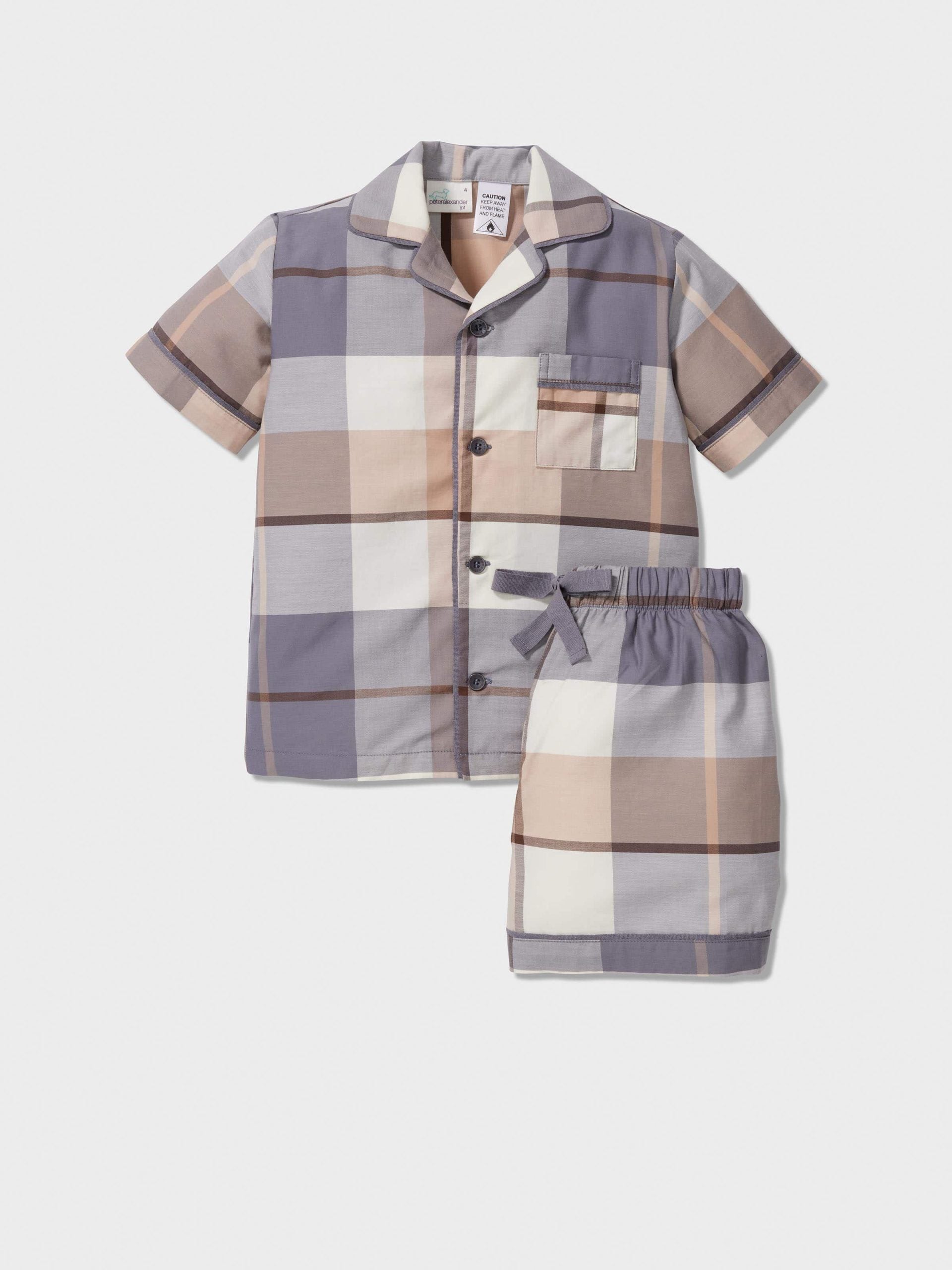 Jnr Boys Charcoal Check Classic Short Pj Set multi