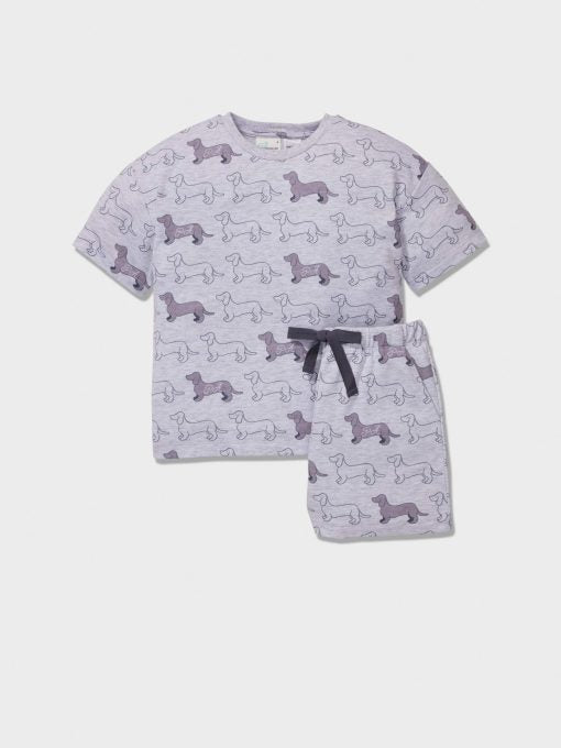Jnr Boys Penny Print Short Pj Set greymarle