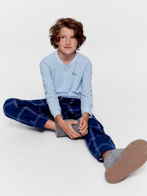 Boys Windowpane Check Long Pj Set multi