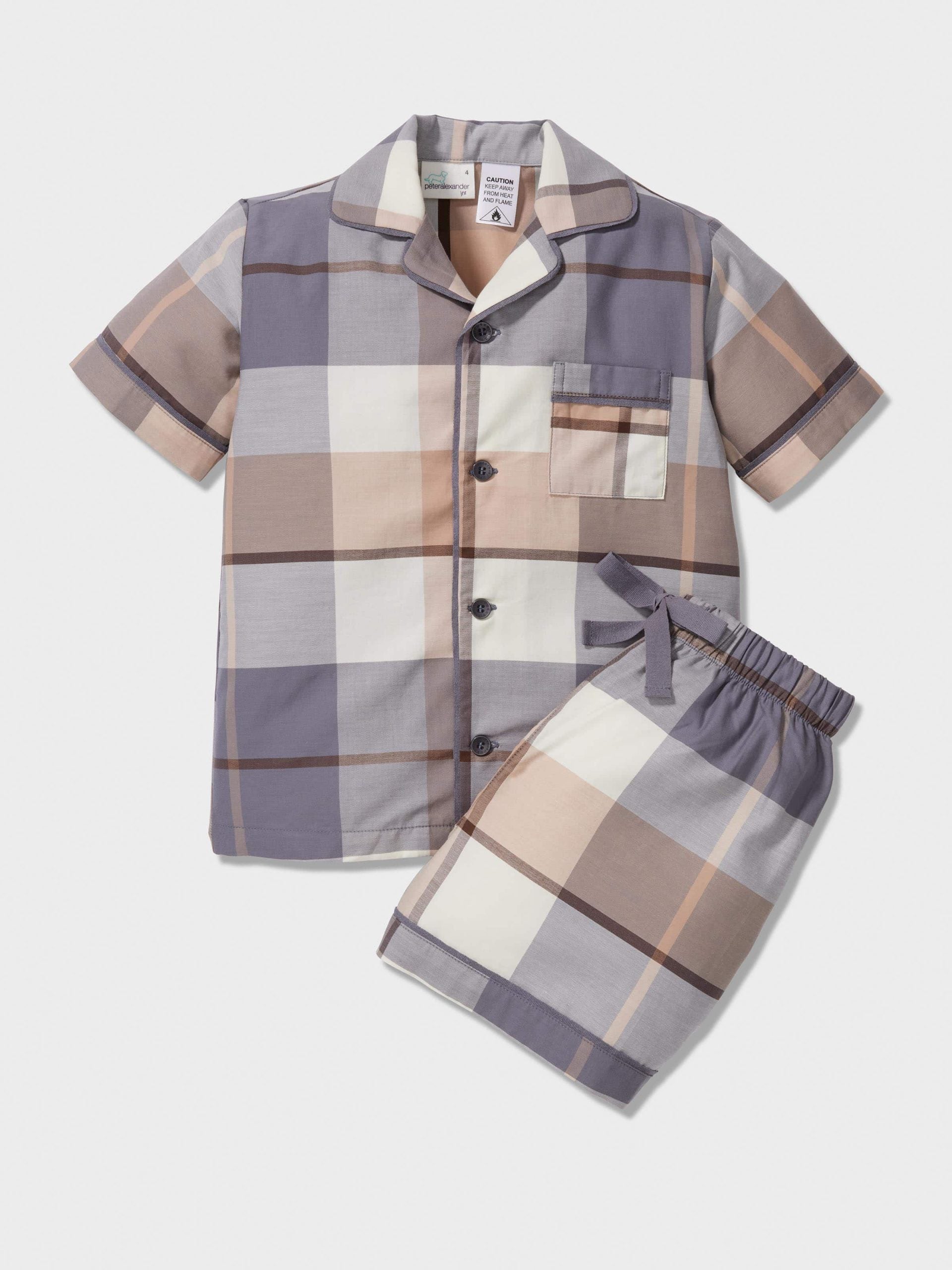 Boys Charcoal Check Classic Short Pj Set multi