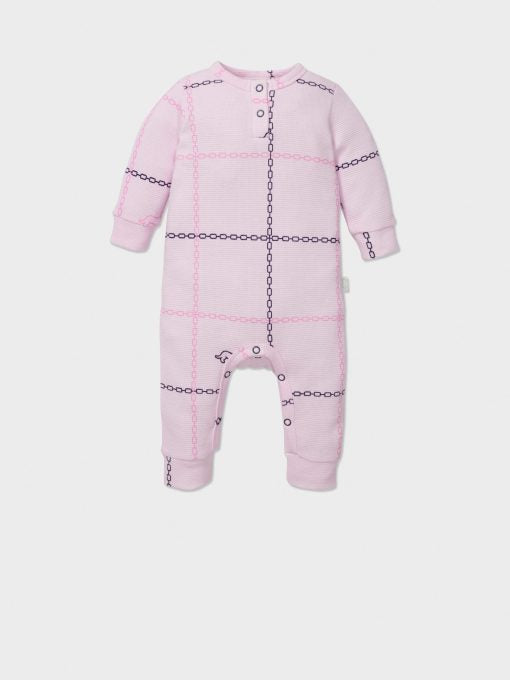 Baby Pink Check Waffle Romper pink