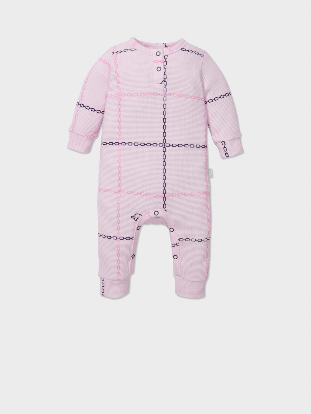 Baby Pink Check Waffle Romper pink