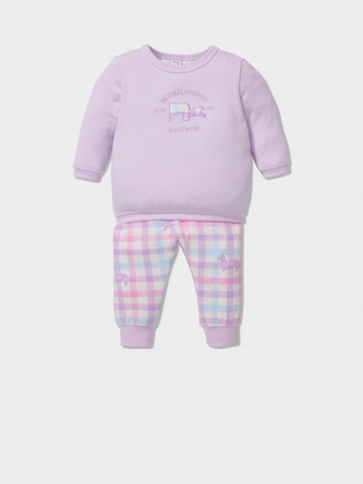 Baby Pastel Check Long Pj Set lilac