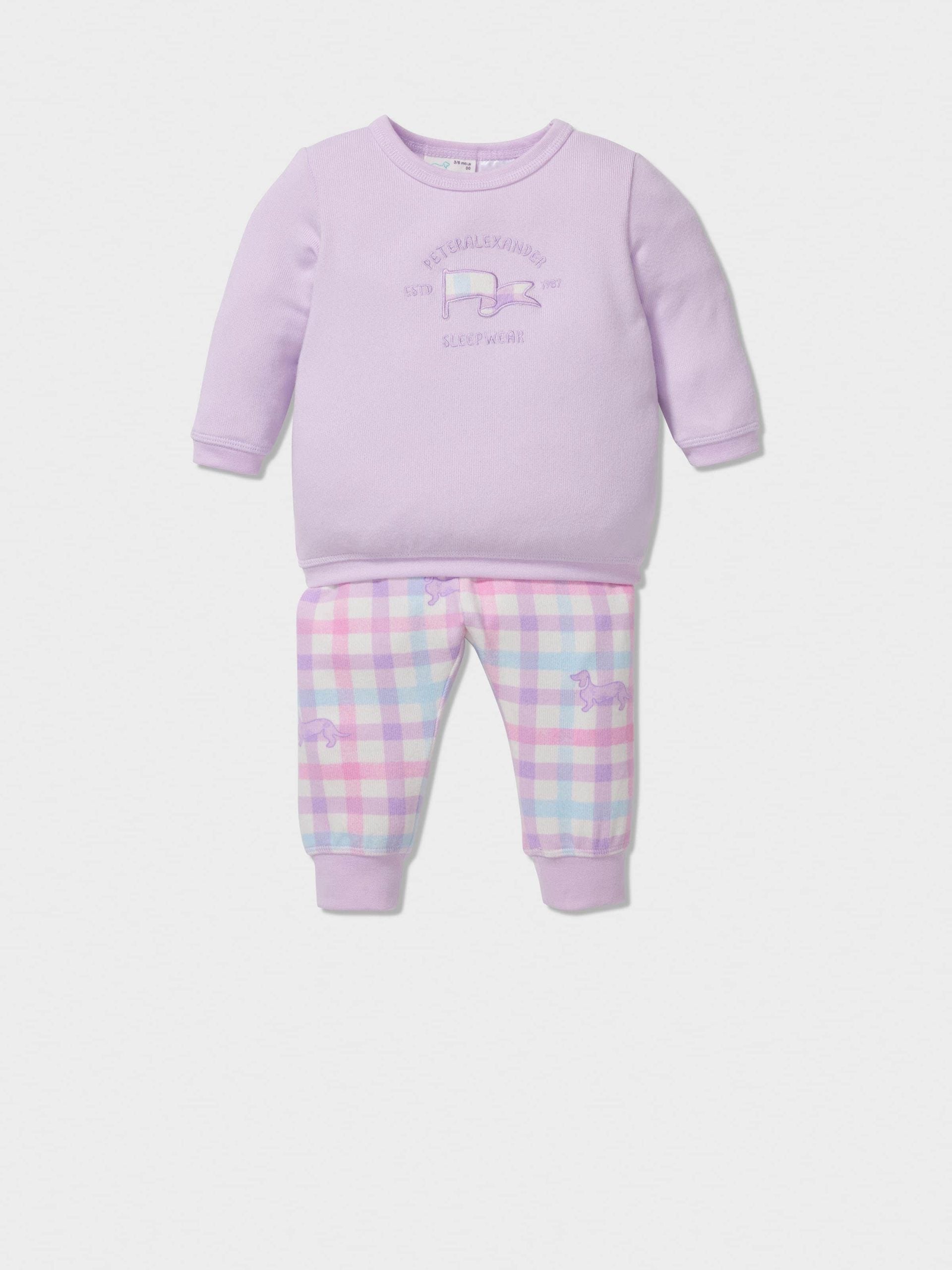 Baby Pastel Check Long Pj Set lilac