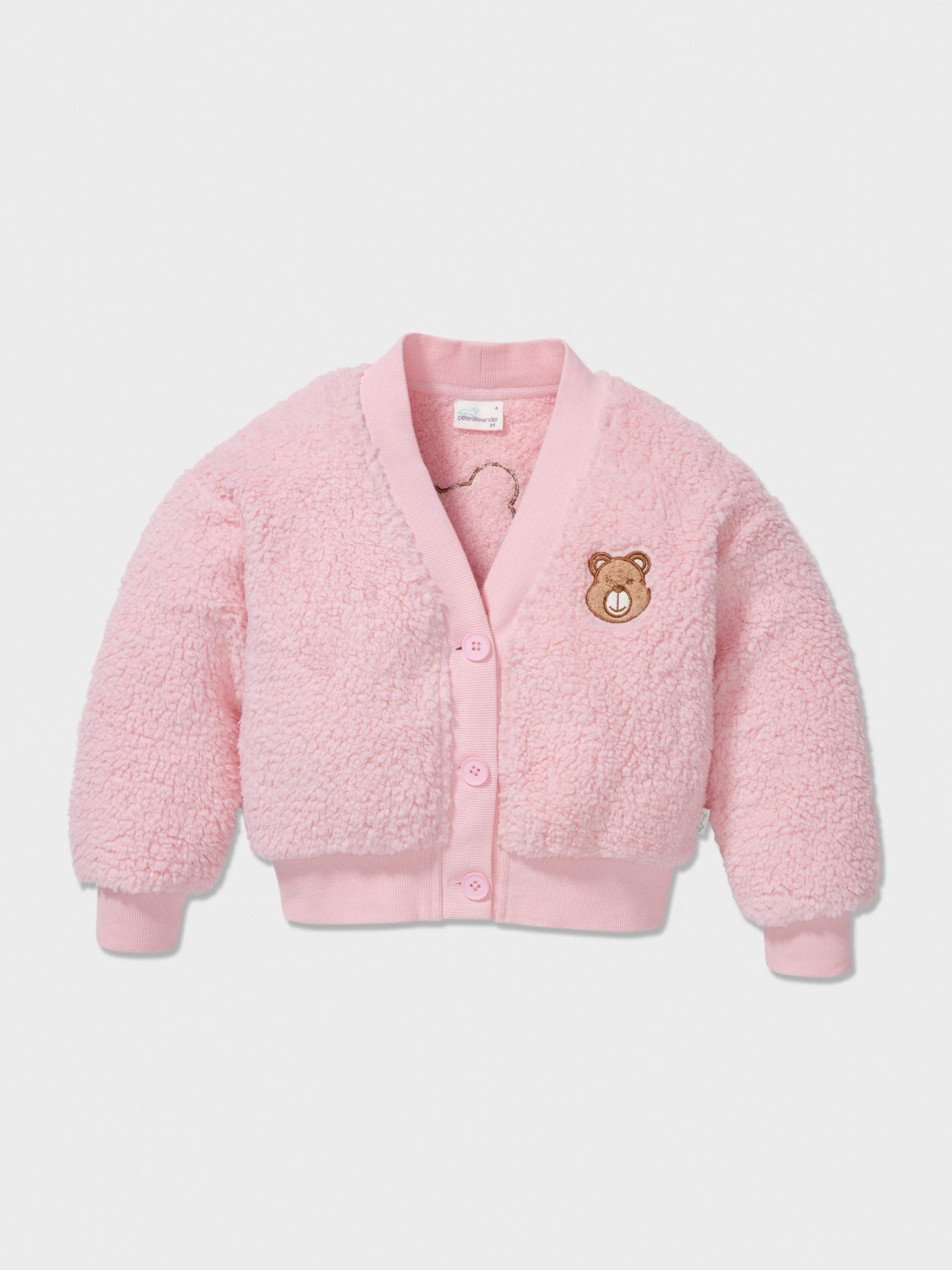 Jnr Girls Teddy Bear Cardigan pink
