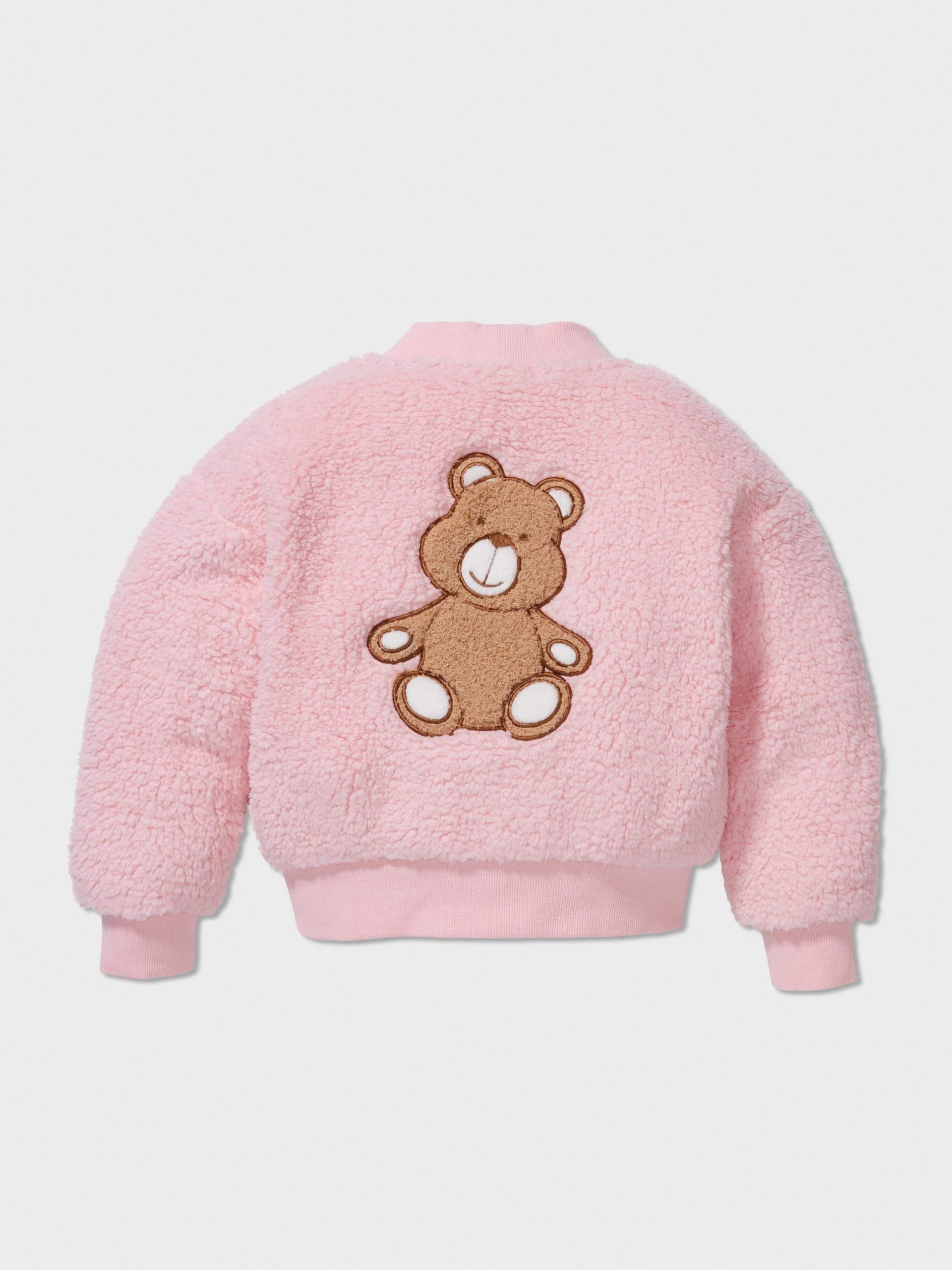 Jnr Girls Teddy Bear Cardigan pink