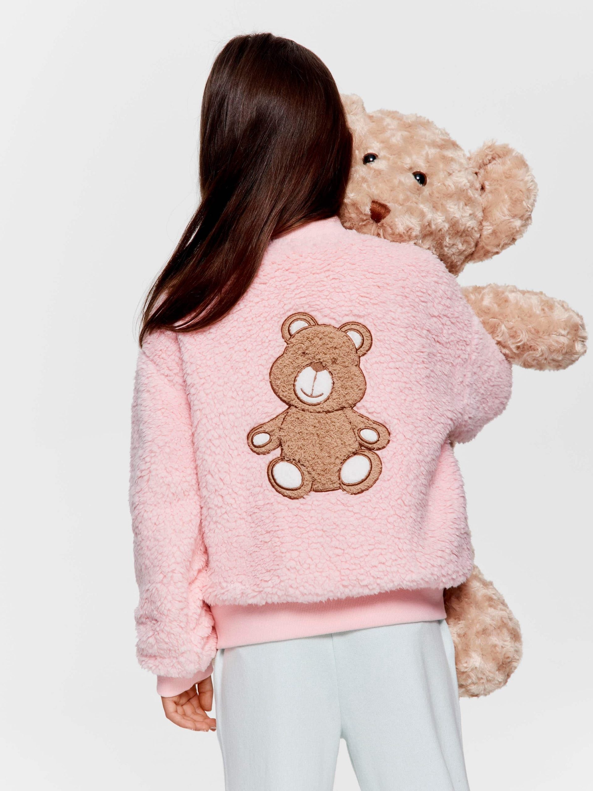 Jnr Girls Teddy Bear Cardigan pink