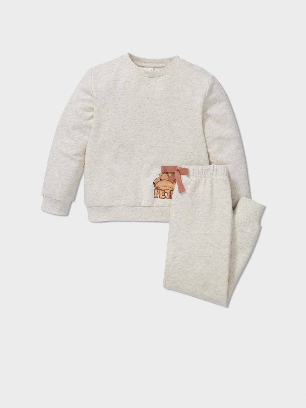 Jnr Kids Sleepy Bear Long Pj Set oatmeal