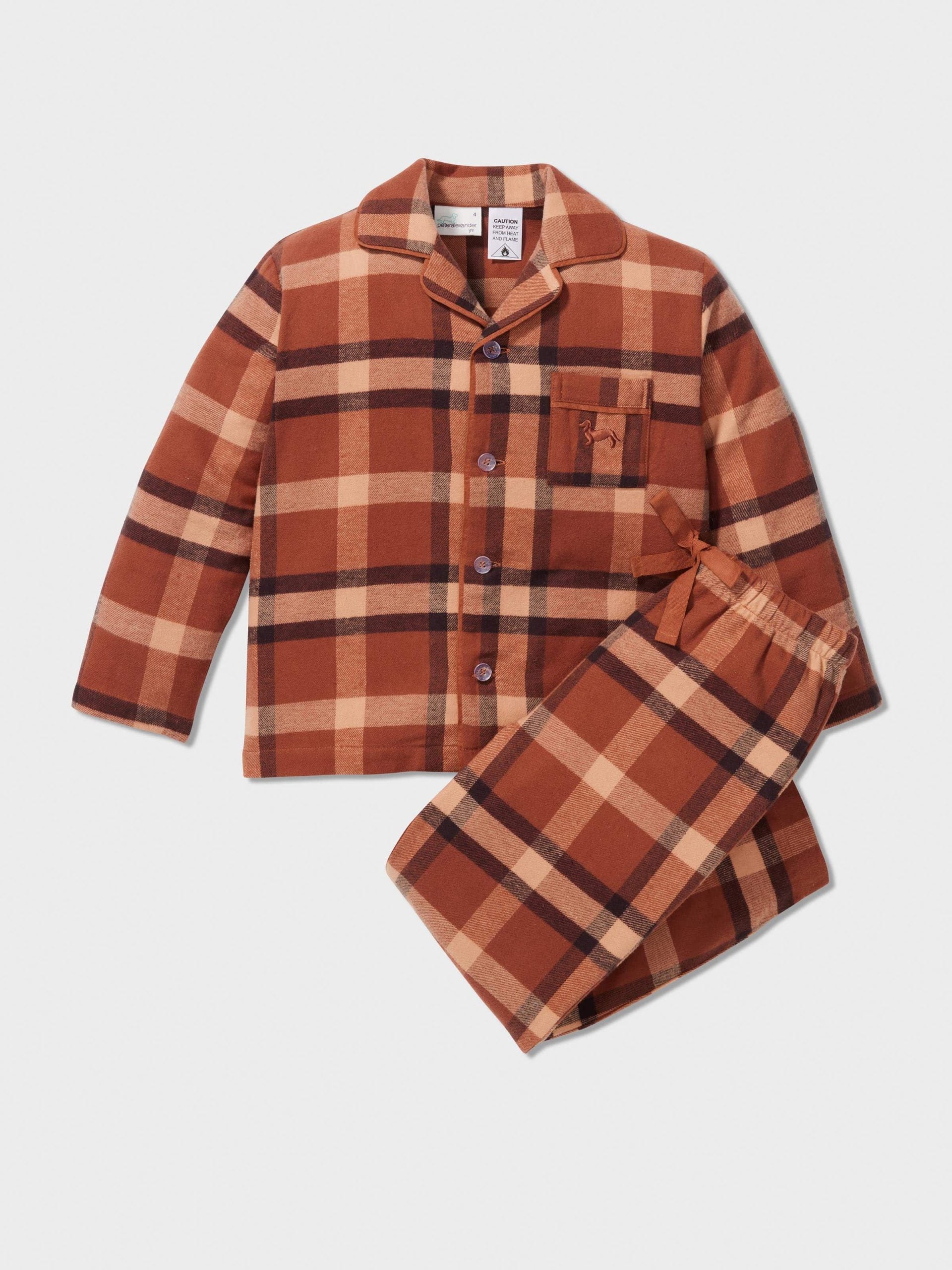 Boys Brown Check Long Classic Pj Set multi