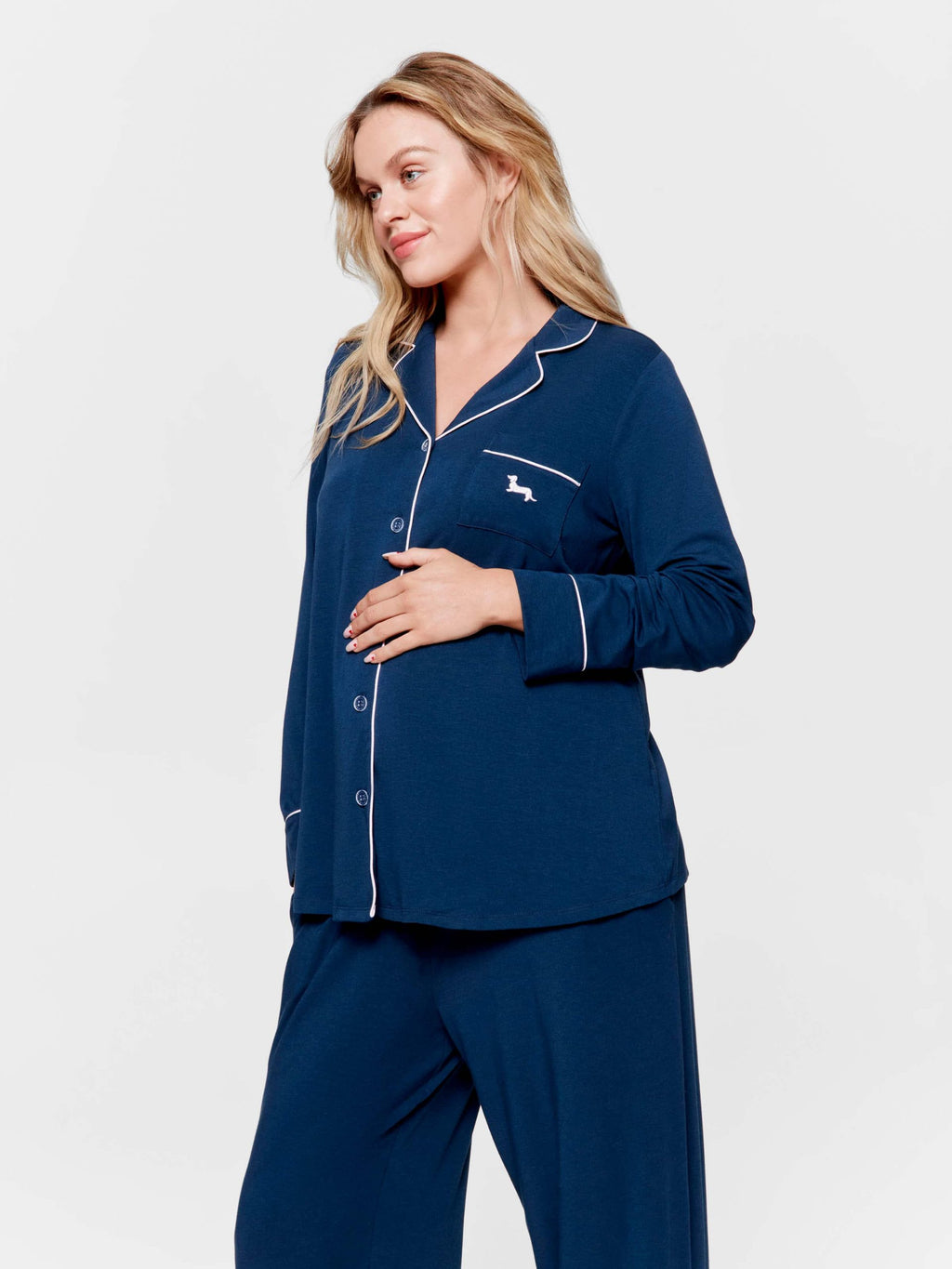 Maternity Navy Comfy Over The Bump Long Sleeve Pj Set navy