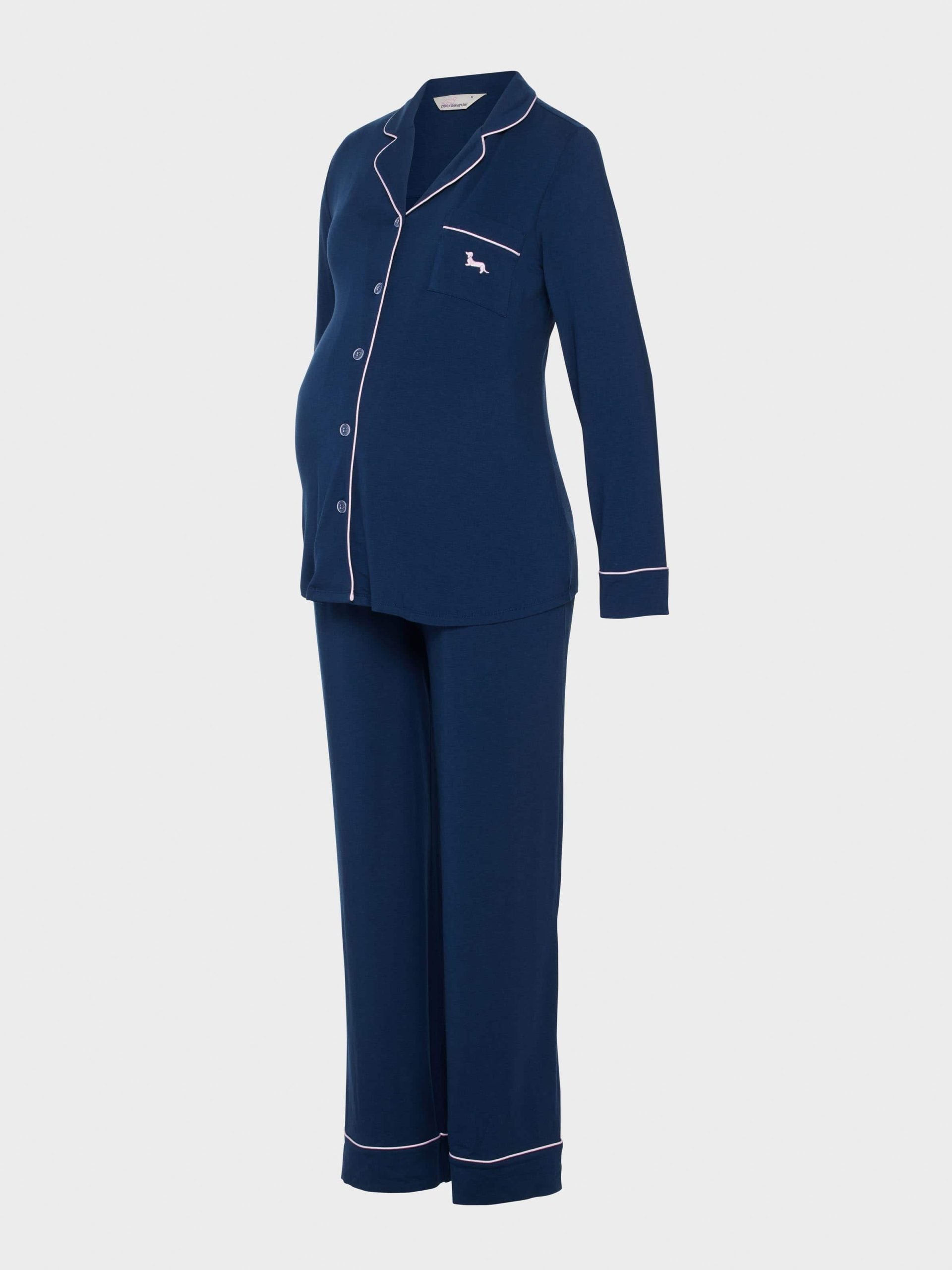 Maternity Navy Comfy Over The Bump Long Sleeve Pj Set navy
