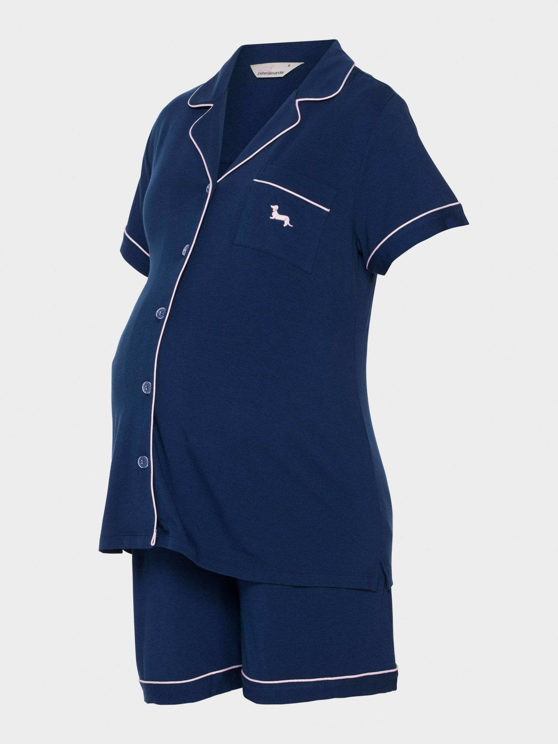 Maternity Navy Comfy Over The Bump Shortie Pj Set navy