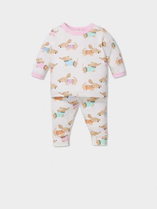 Baby Dachshund Print Long Pj Set Multi