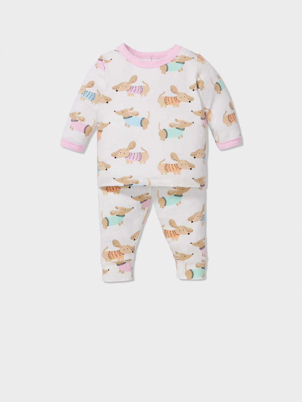 Baby Dachshund Print Long Pj Set multi