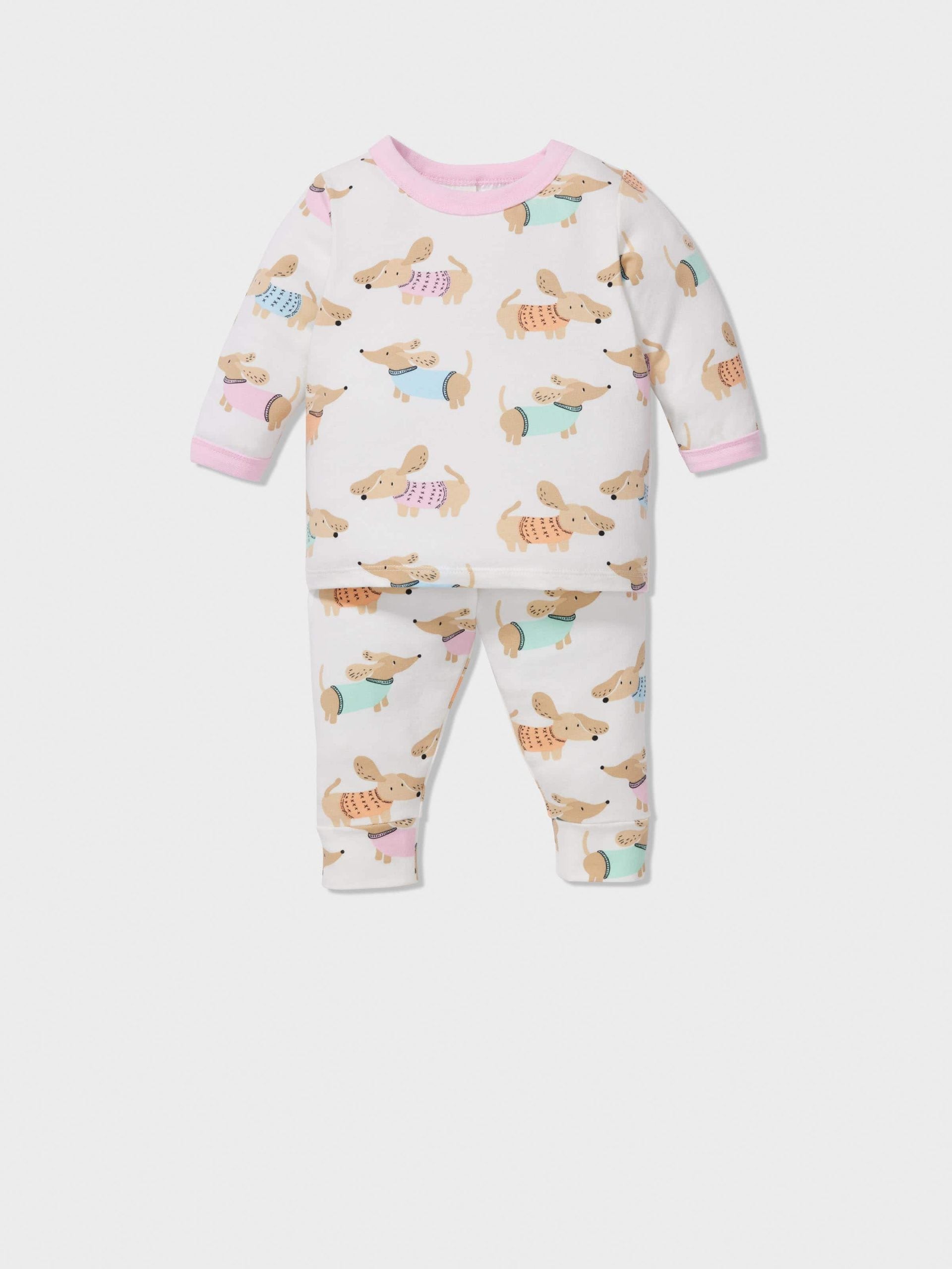 Baby Dachshund Print Long Pj Set multi