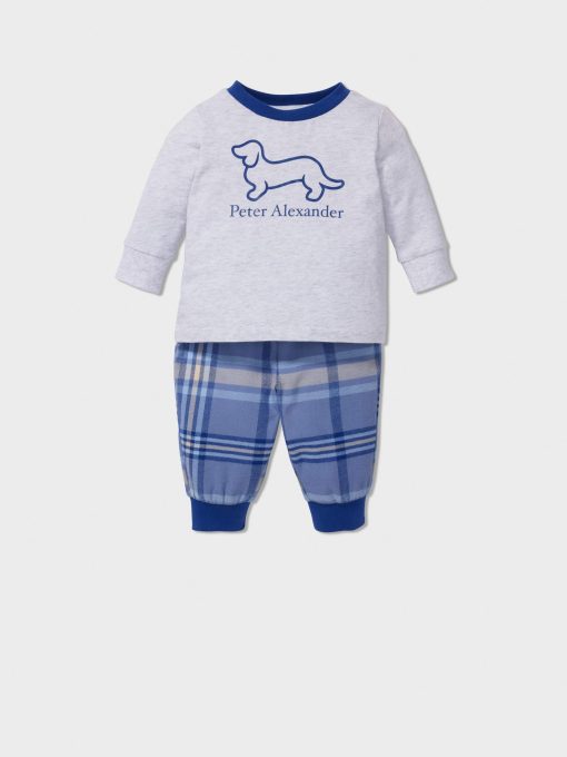 Baby Blue Check Long Pj Set multi
