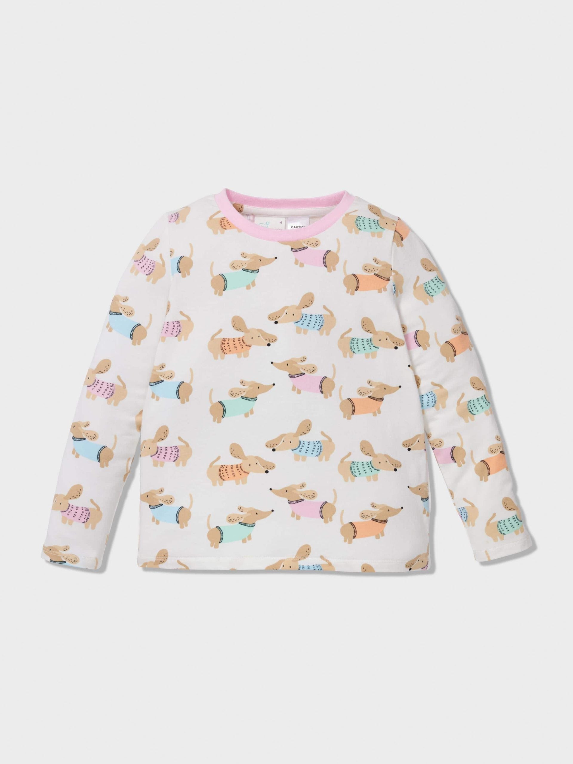Jnr Girls Dachshund Long Pj Set Multi