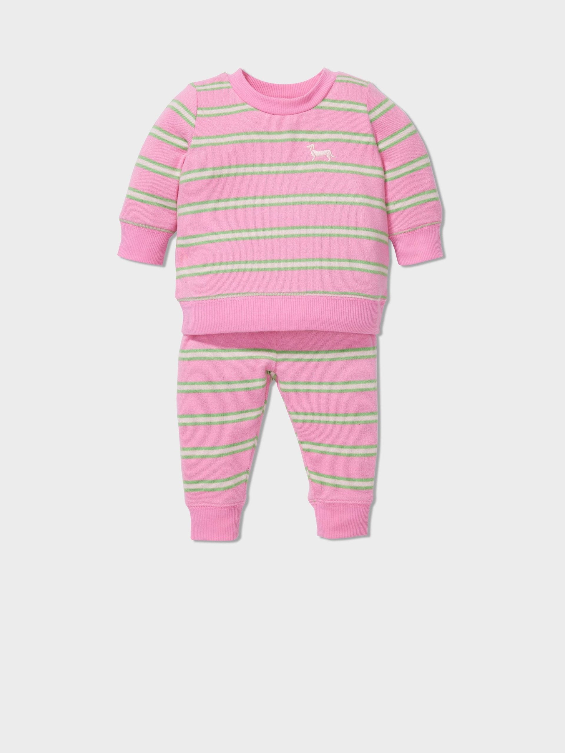 Baby Plush Stripe Long Pj Set multi
