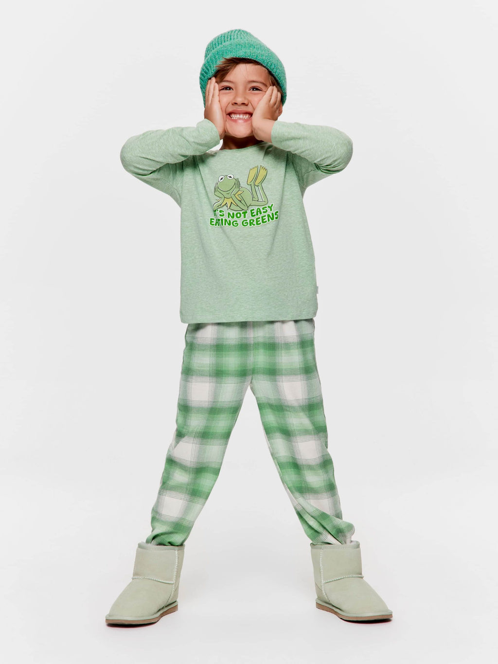Jnr Boys Kermit Greens Long Pj Set multi