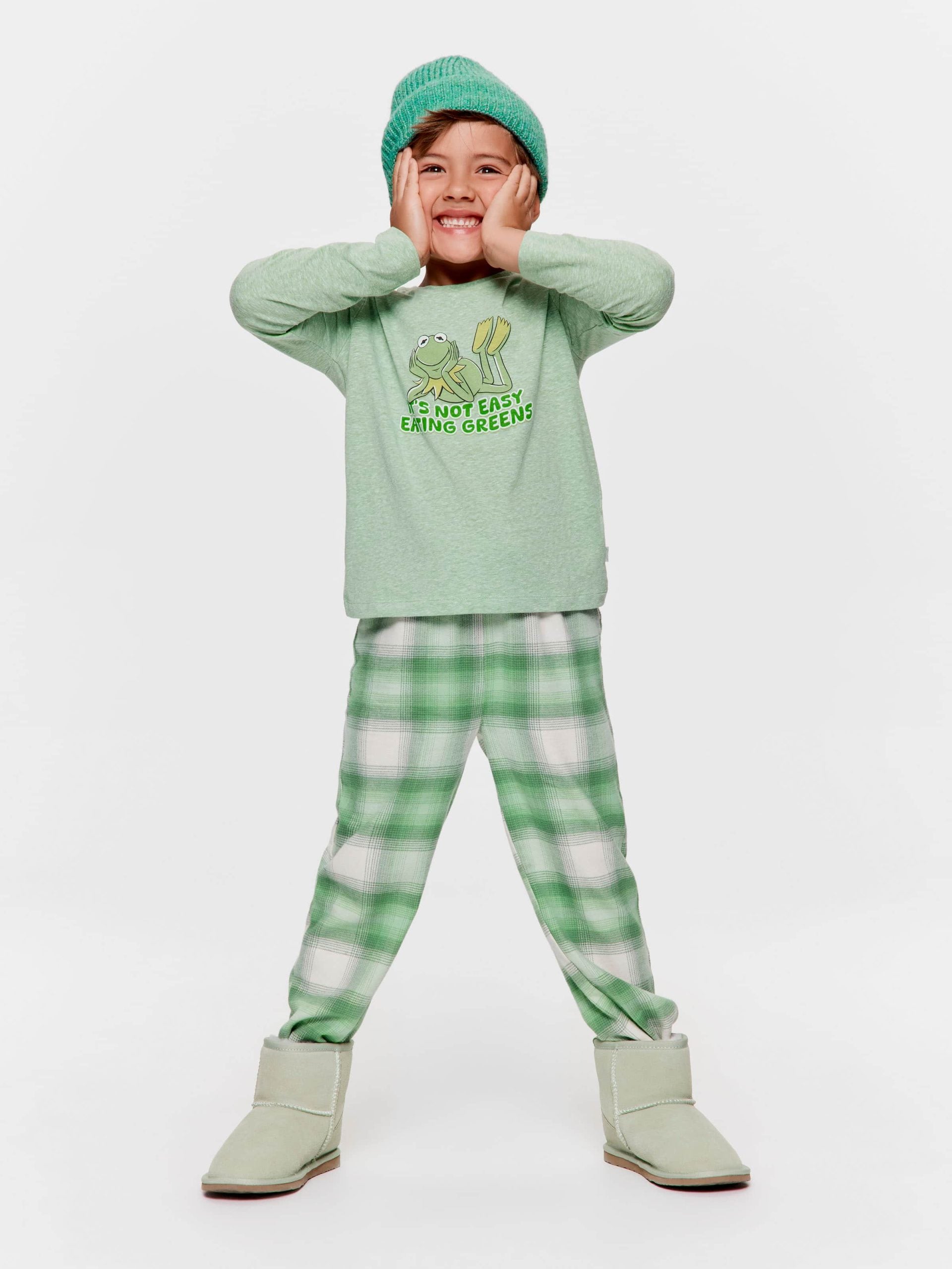 Jnr Boys Kermit Greens Long Pj Set multi