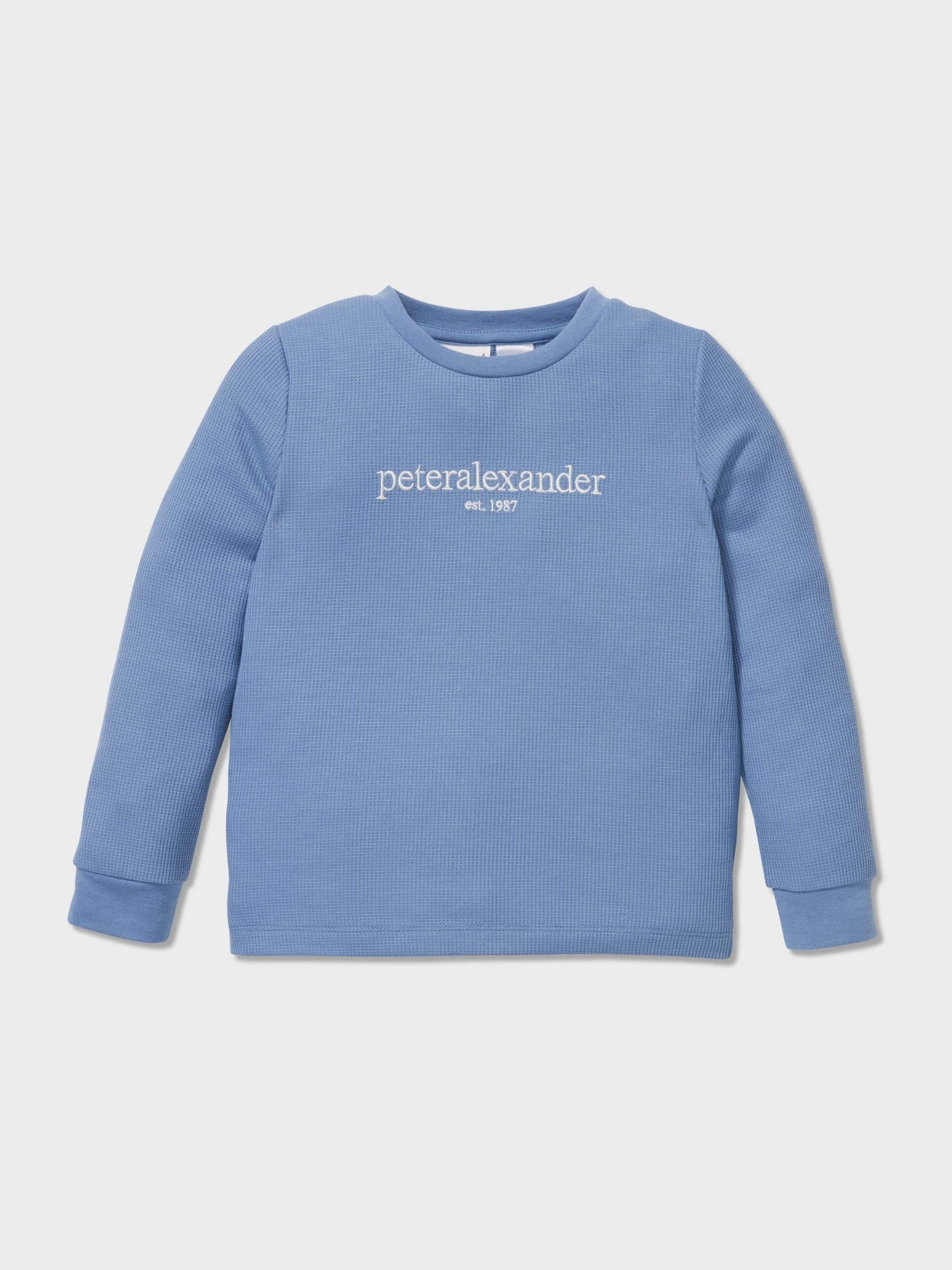 Jnr Boys Heritage Waffle Long Pj Set blue