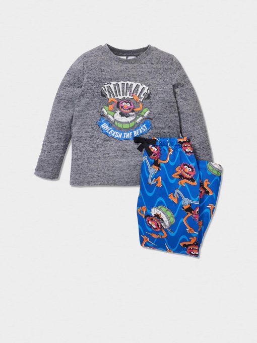 Jnr Boys Animal Muppet Long Pj Set multi