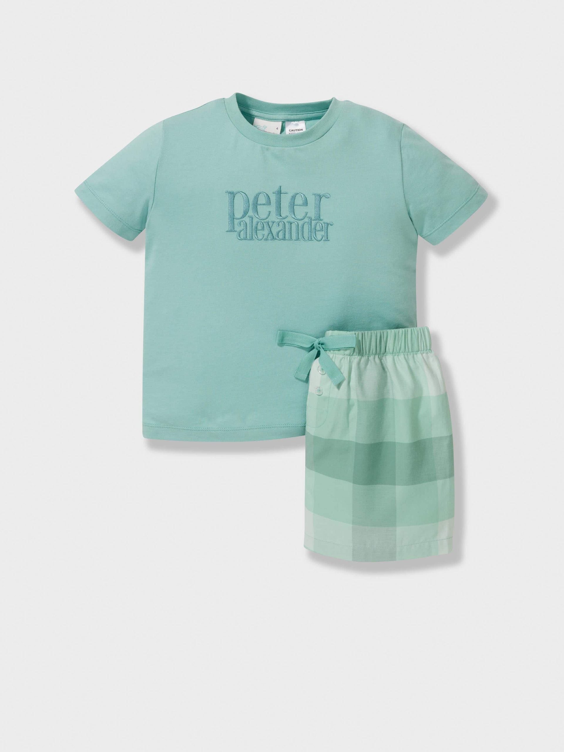 Jnr Boys Heritage Check Short Pj Set green