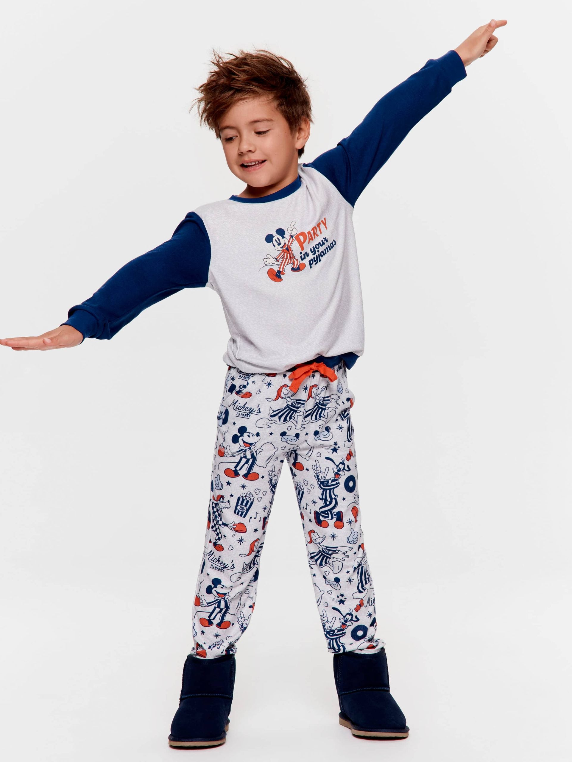 Jnr Boys Disney Mickey Long Pj Set Multi