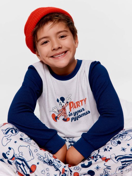 Jnr Boys Disney Mickey Long Pj Set Multi