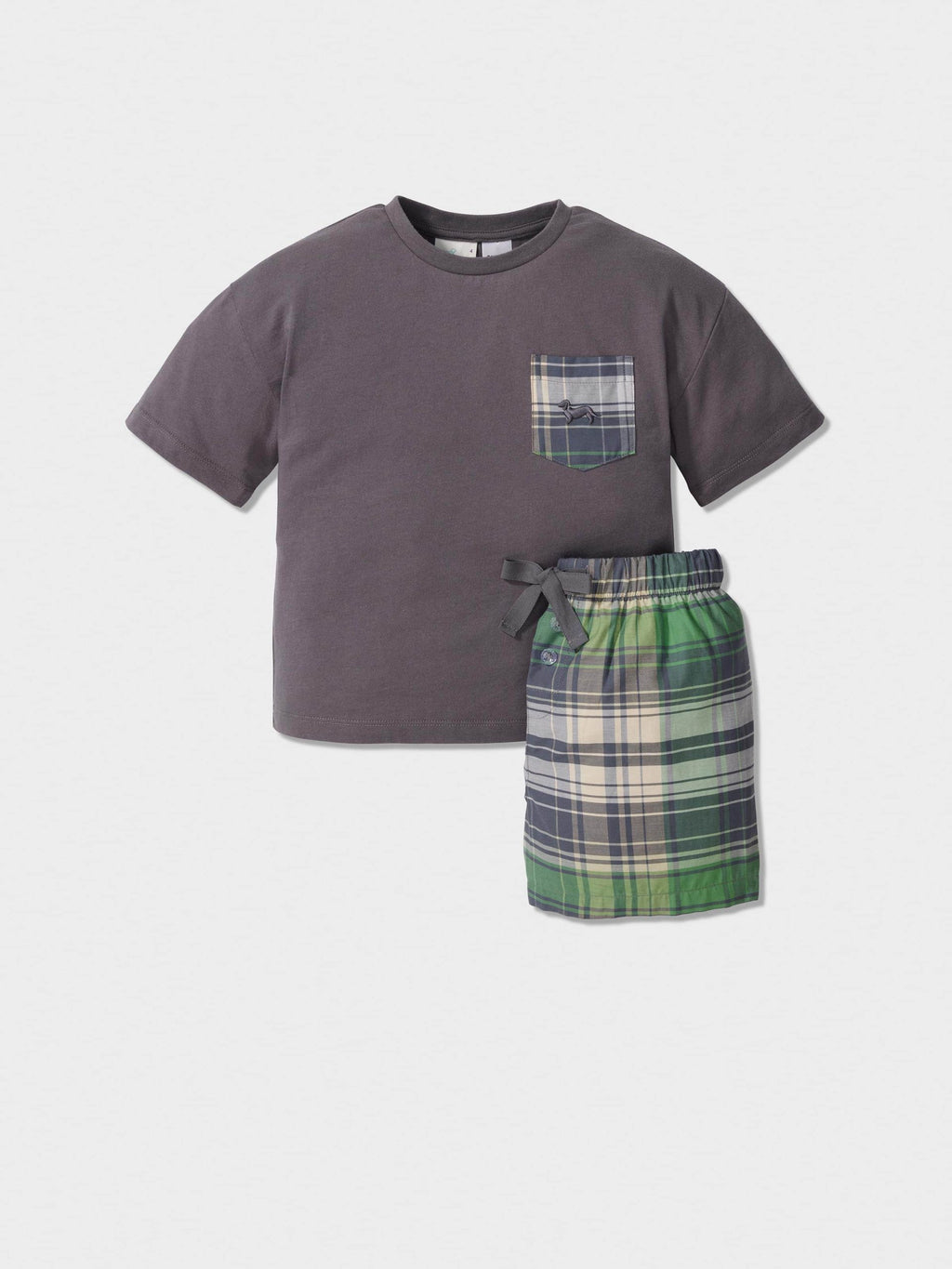 Jnr Boys Cowboy Check Short Pj Set Multi