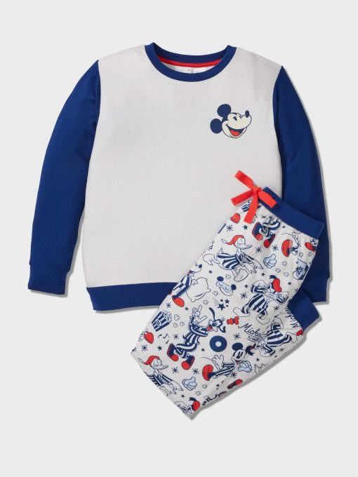 Boys Disney Mickey Long Plush Pj Set Multi