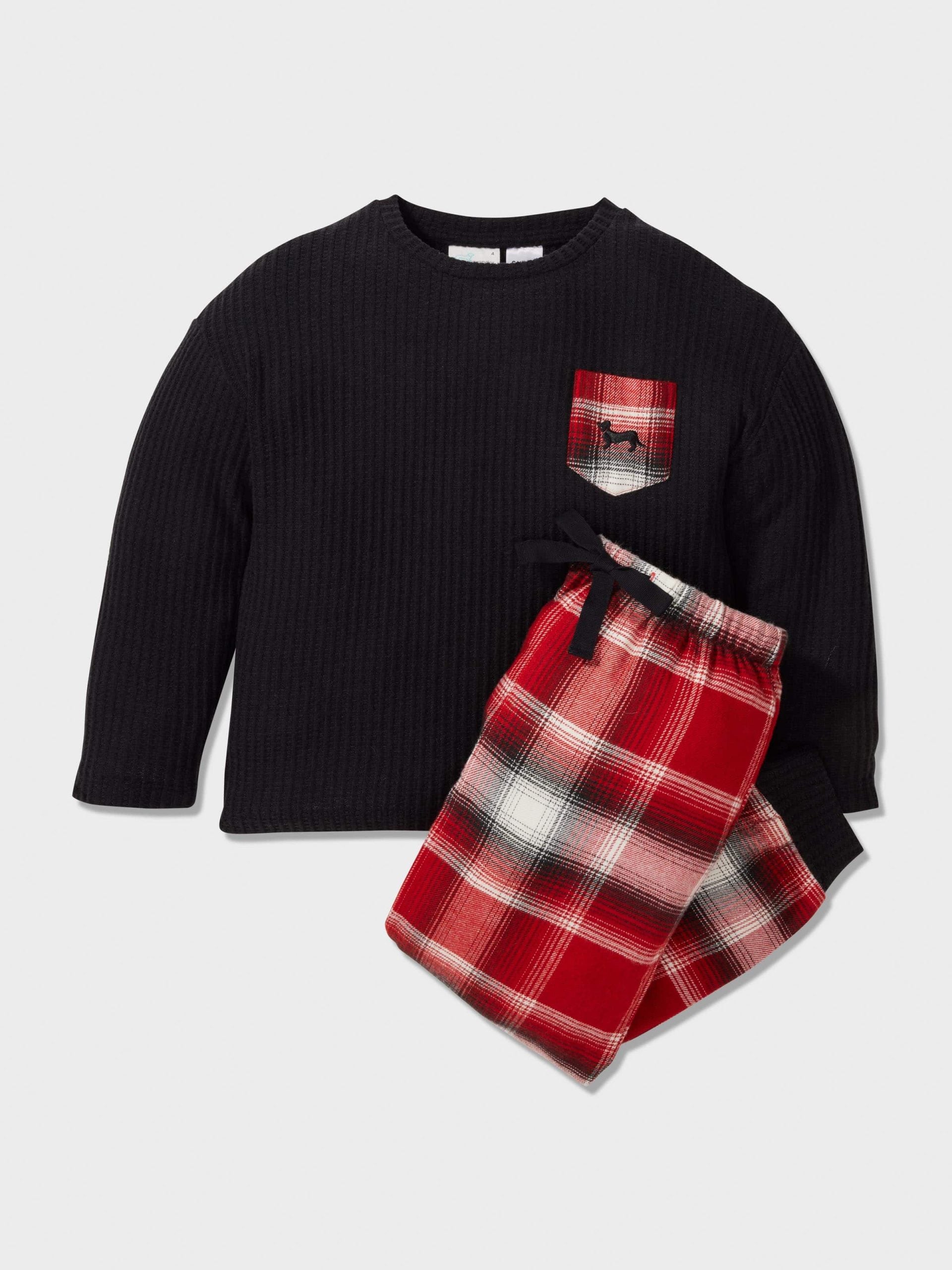Boys Red Check Long Pj Set Multi