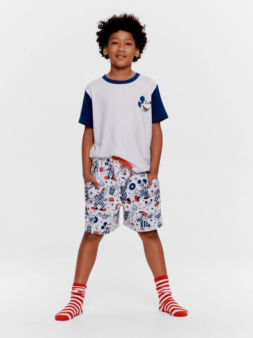 Boys Disney Mickey Short Plush Pj Set Multi