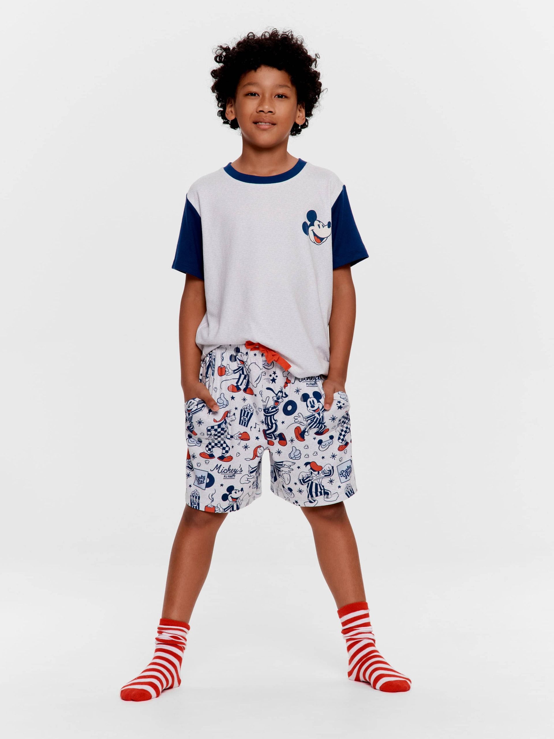 Boys Disney Mickey Short Plush Pj Set Multi