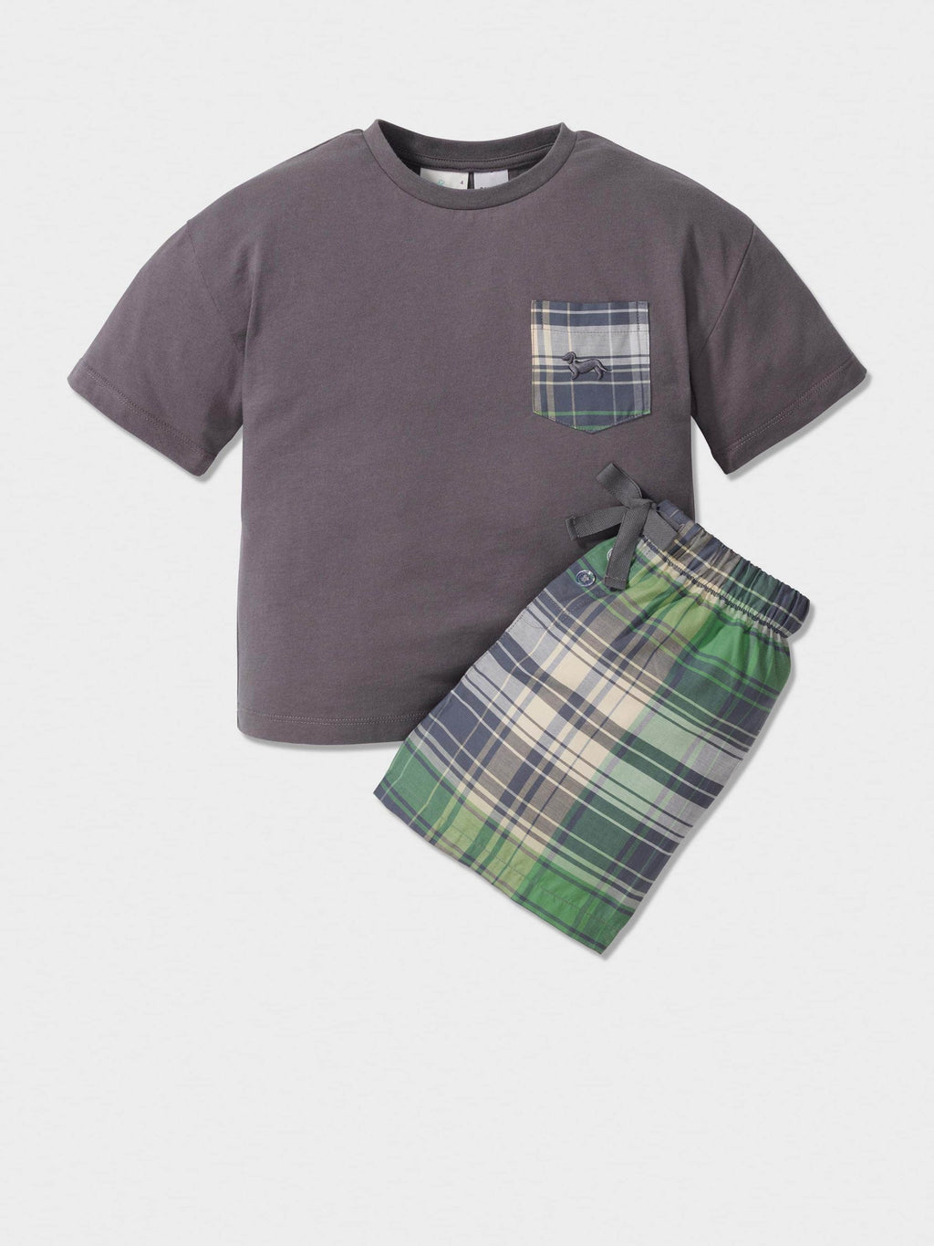 Boys Cowboy Check Short Pj Set Multi