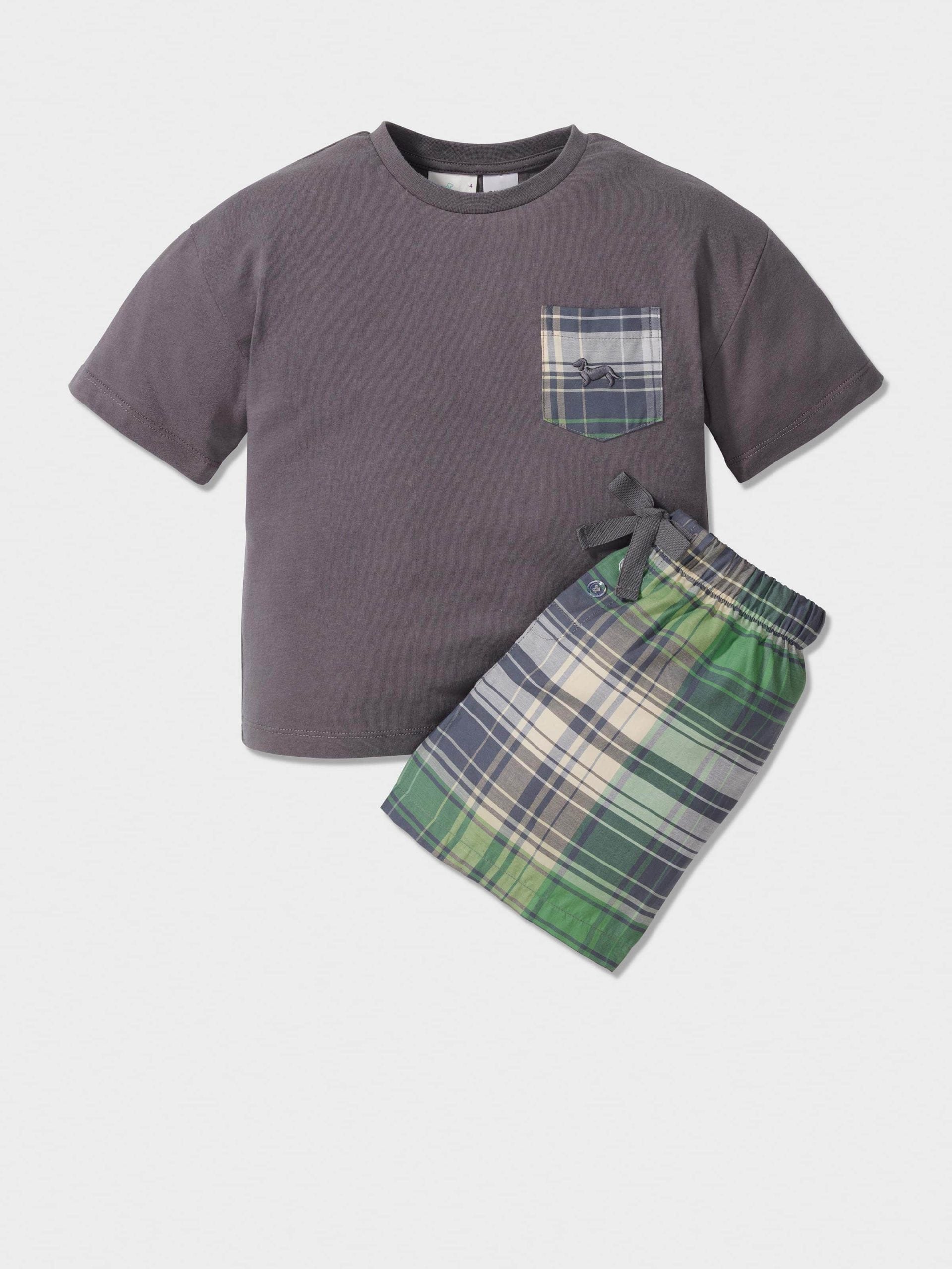 Boys Cowboy Check Short Pj Set Multi