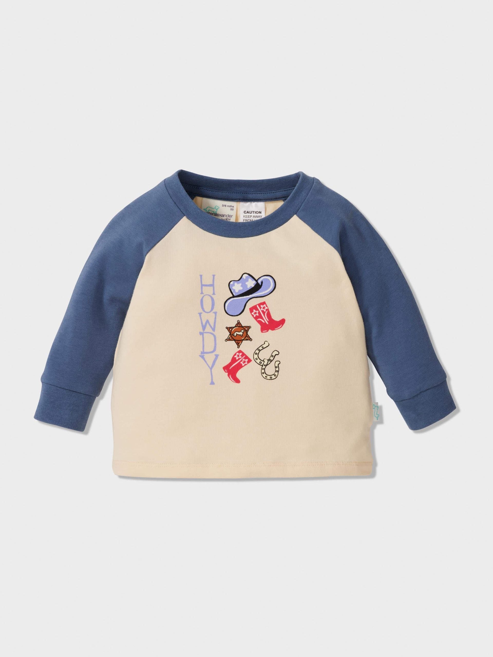 Baby Cowboy Print Long Pj Set Blue