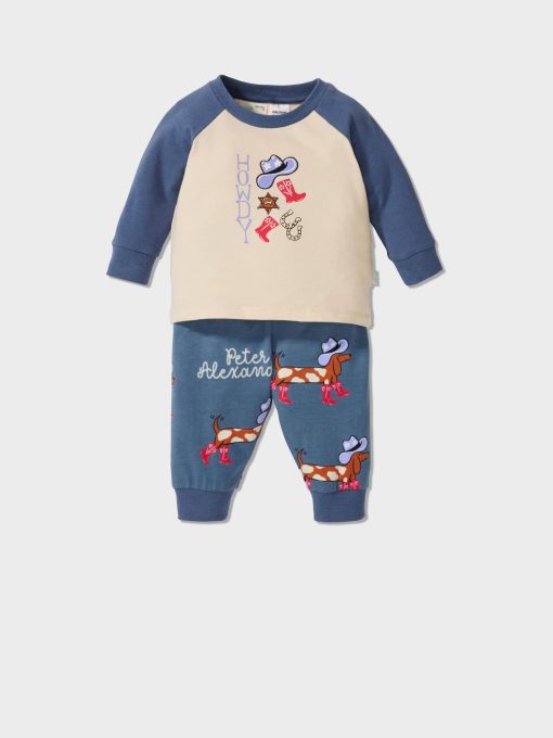 Baby Cowboy Print Long Pj Set Blue