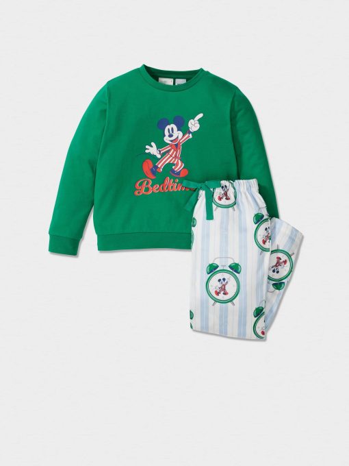 Jnr Boys Disney Mickey Clock Long Pj Set Multi
