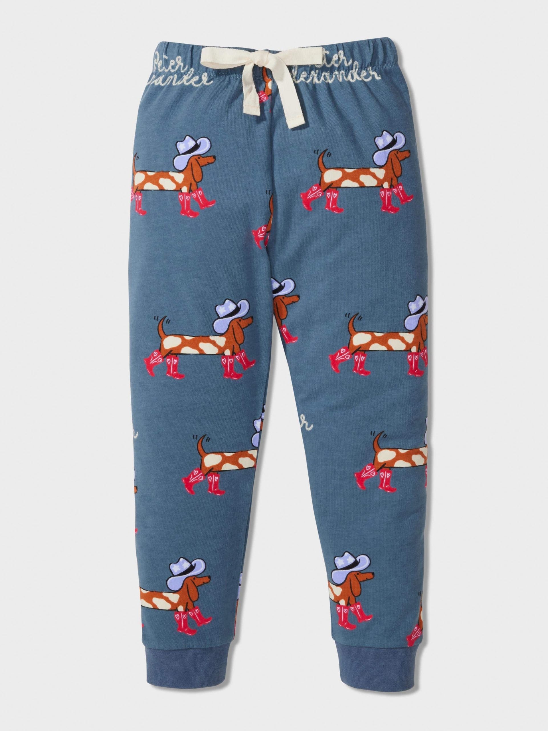 Jnr Boys Cowboy Penny Long Pj Set Blue