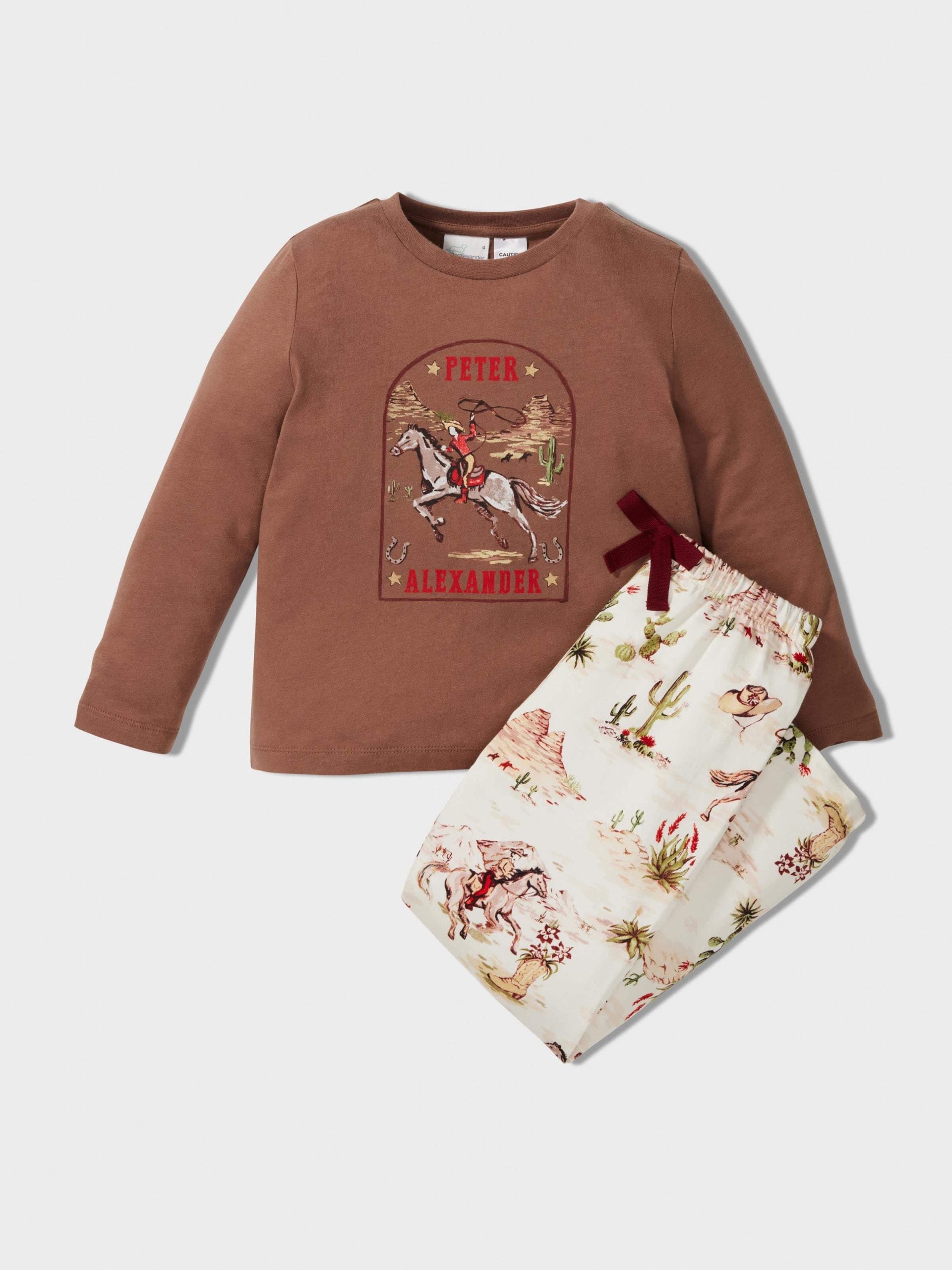 Boys Western Print Long Pj Set Multi
